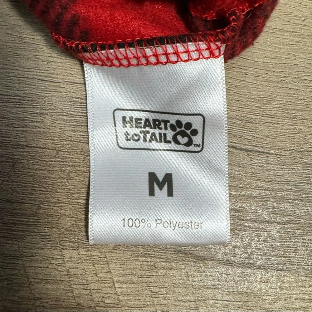 Heart to Tail Buffalo Plaid Fleece Dog Sweater Pajamas Size Medium